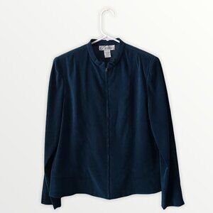 Dress Barn Teal Faux Suede Full Zip Jacket